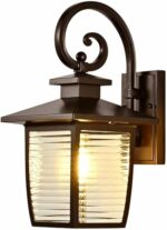 Luminaires extérieurs étanches pour maison, applique murale noire mate pour porche, applique murale en verre rayé antirouille, éclairage décoratif extérieur en aluminium pour garage et porte d'entrée.
