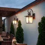 Luminaires extérieurs étanches pour maison, applique murale noire mate pour porche, applique murale en verre rayé antirouille, éclairage décoratif extérieur en aluminium pour garage et porte d'entrée. – Image 2