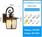 Luminaires extérieurs étanches pour maison, applique murale noire mate pour porche, applique murale en verre rayé antirouille, éclairage décoratif extérieur en aluminium pour garage et porte d'entrée. – Image 3