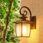 Luminaires extérieurs étanches pour maison, applique murale noire mate pour porche, applique murale en verre rayé antirouille, éclairage décoratif extérieur en aluminium pour garage et porte d'entrée. – Image 5