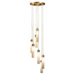 Suspension moderne à 6 abat-jours cylindriques en marbre – Image 2
