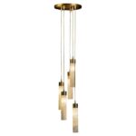 Suspension moderne à 6 abat-jours cylindriques en marbre
