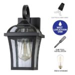 Lanterne murale filaire extérieure noire mate avec verre à graines transparentes