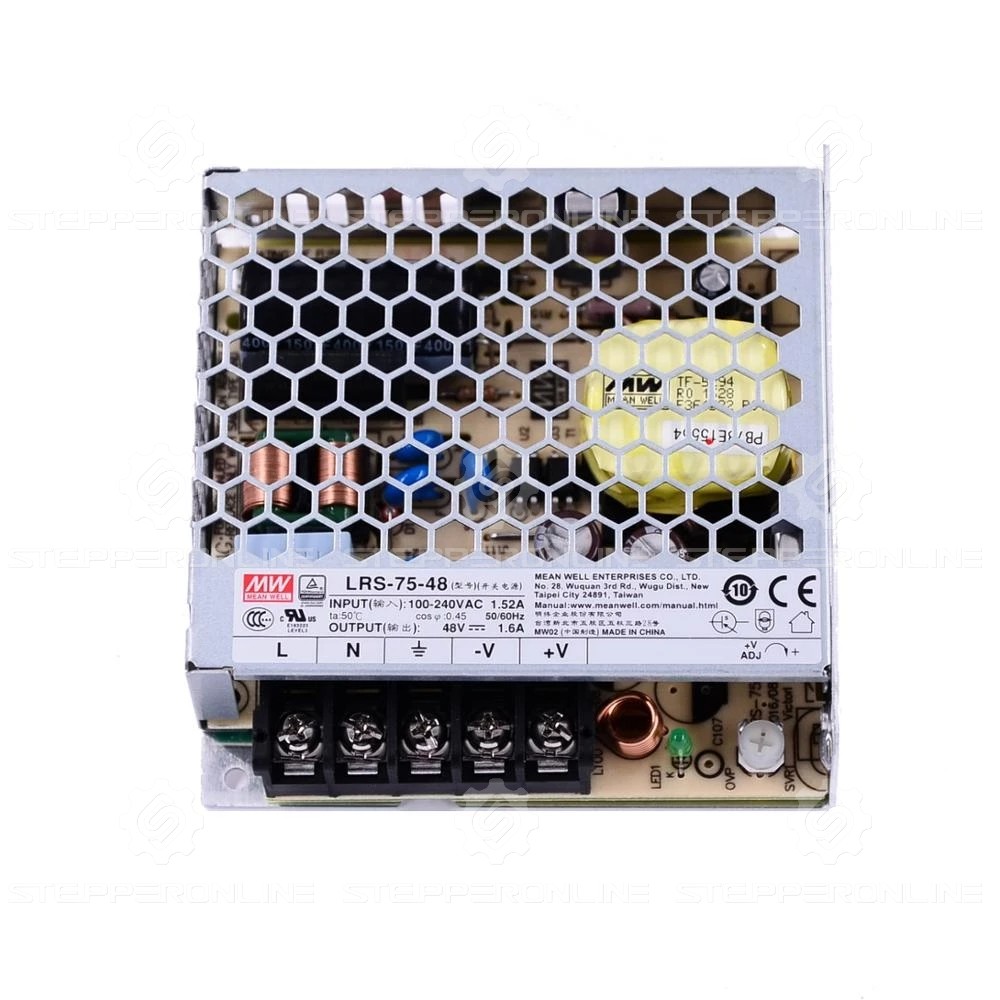 LRS-75-48-1000x1000 transformateur 50w LRS-75-48 MEANWELL 76.8W 48VDC 1.6A 115/230VAC Alimentation à découpage fermée – Image 1