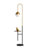 Lampadaire design doré avec tablette intégrée – Style moderne et chic