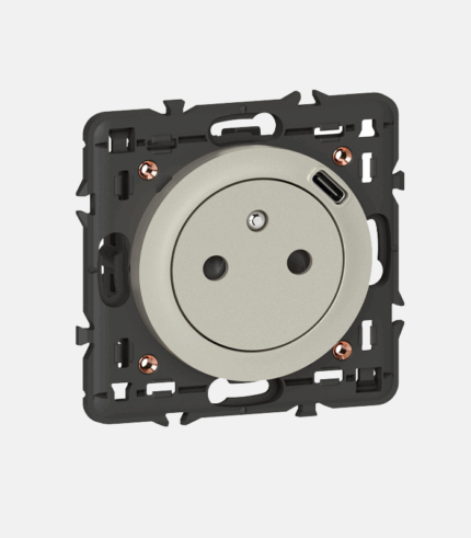Prise surface 2P+T avec chargeur USB Type-C Titane Céliane – 068427 / Legrand