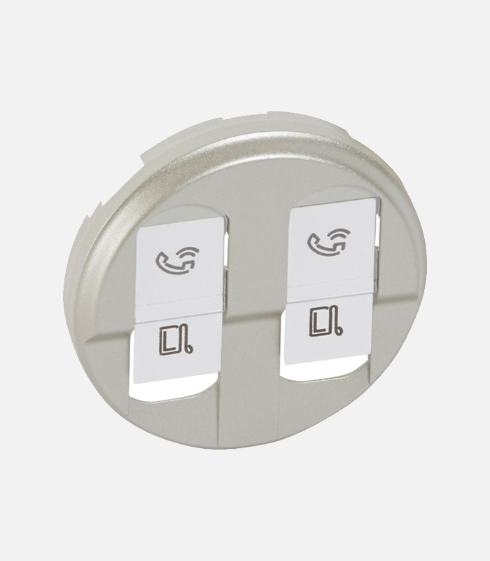 lg-068552 Enjoliveur double prise réseau/téléphone RJ45 Titane Céliane™ – 068552 / Legrand – Image 1